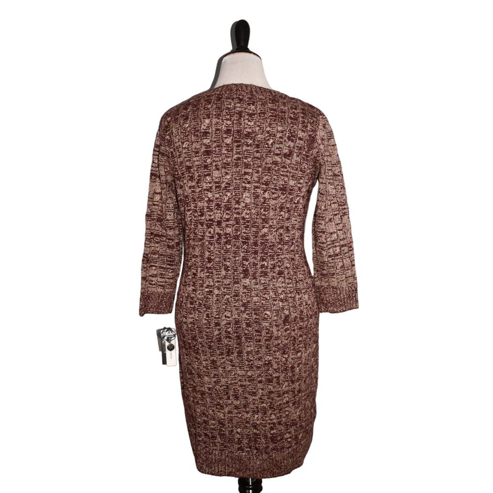 SANDRA DARREN NEW $78 3/4 Sleeve Ribbed‎ Sweater Dress Side Button Detail Medium - Picture 2 of 3